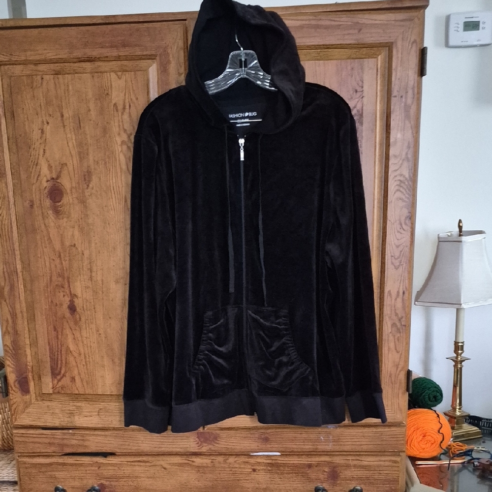 Black Velvet Hooded Jacket Top 22/24W